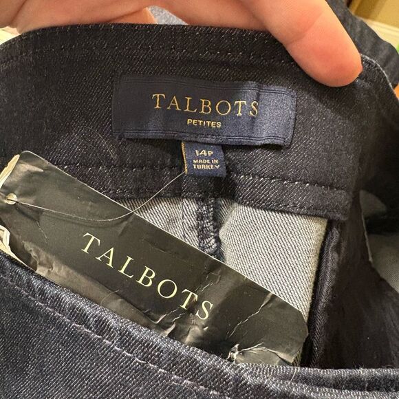 Talbots Women’s Dark Wash Denim Jean Skirt Button Zip Closure Petite 14 - Picture 9 of 13